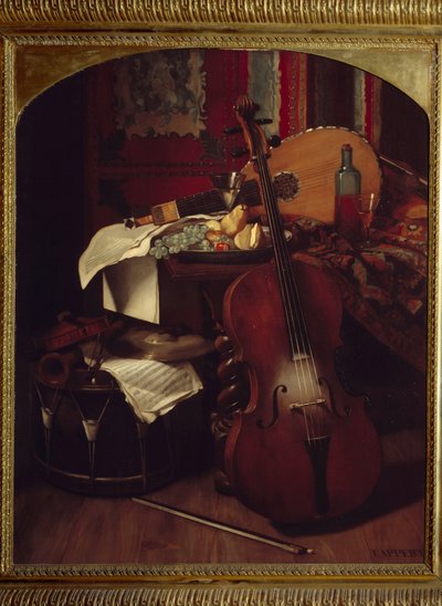Naturaleza muerta con instrumentos musicales de Eugene Appert