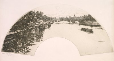 Abanico, El Sena visto desde el Pont Royal (Éventail, La Seine vue du Pont Royal) de Eugene Bejot