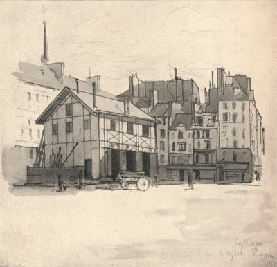 Casas antiguas en el Quai des Orfèvres, 1915 de Eugene Bejot