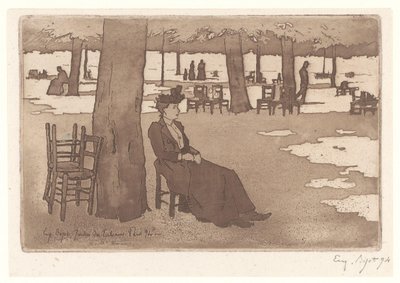 Mujer en el Jardín de las Tullerías en París Jardins des Tuileries Paris (título sobre objeto) de Eugene Bejot