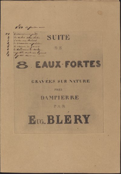 8 Aguafuertes grabadas del natural de Eugene Bléry