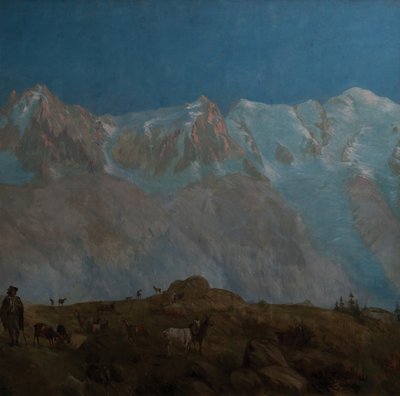 El Mont Blanc, las Aiguilles du Midi du Plan (Óleo sobre lienzo) de Eugene Bourgeois
