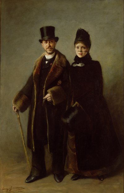 Heinrich Schliemann (1822-90) y su esposa de Eugene Broerman