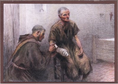 Fray Bentivoglia atiende a un leproso de Eugene Burnand