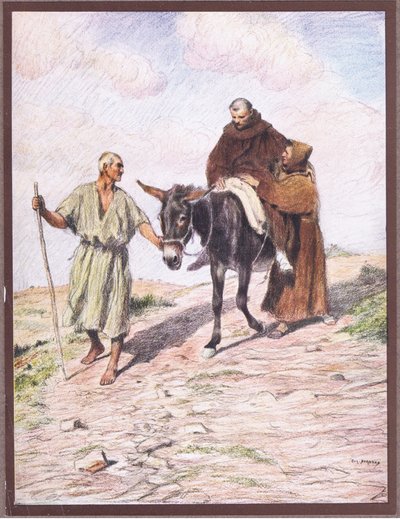 San Francisco descendiendo del Monte La Verna con Fray Leo después de la impresión de los Estigmas Sagrados de Eugene Burnand