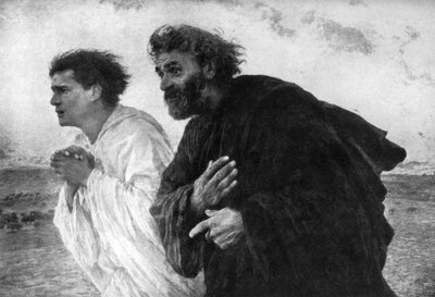 Los apóstoles Pedro y Juan en la mañana de la resurrección, 1926 de Eugene Burnand