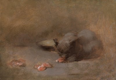 Chat Mangeant (Óleo sobre lienzo colocado sobre tabla) de Eugène Carrière
