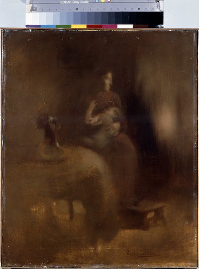 Mujer con un bebé en su regazo. Pintura de Eugene Carriere (1849-1906) de Eugène Carrière