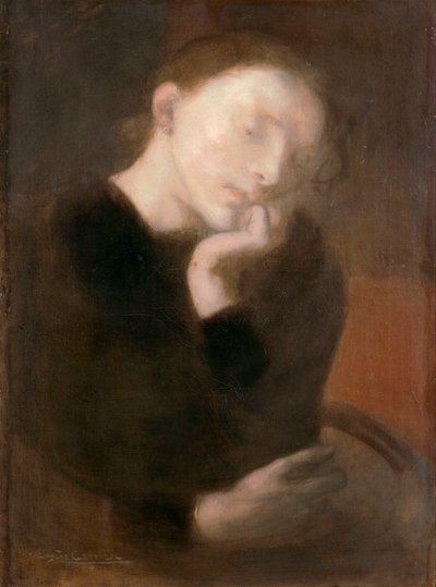 Meditation par Carriere, Eugene (1849-1906), ca 1892 - Óleo sobre lienzo, 65,5x48,7 - Museo de Arte Ohara, Kurashiki de Eugène Carrière