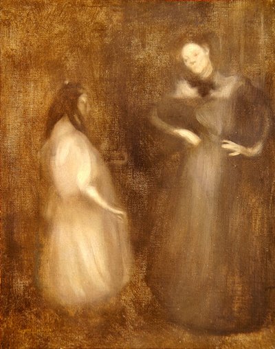 Madre e hija, la lección de violín de Eugène Carrière
