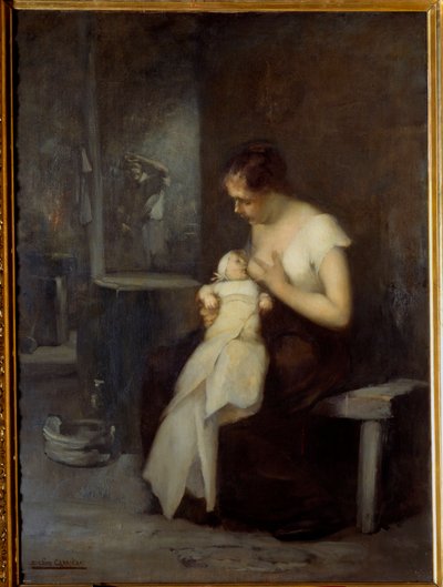 Mujer amamantando de Eugène Carrière