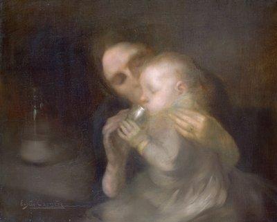 La taza de hojalata (óleo sobre lienzo) de Eugène Carrière