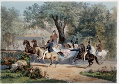 Escena de paseo en el Pre Catelan en París de Eugene Charles Francois Guerard