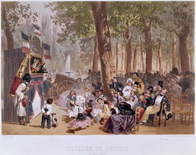 El Teatro Guignol en los Campos Elíseos, 1856 de Eugene Charles Francois Guerard
