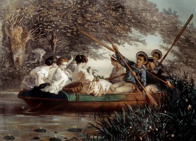 El paseo en barco (litografía) de Eugene Charles Francois Guerard