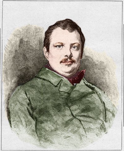Retrato de Honore Balzac en 1830 (1799 - 1850), escritor francés. Grabado de Eugene Chiquet. de Eugene Chiquet