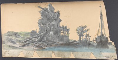 Diseño para un decorado de escenario en la Ópera, París, 1830-90 de Eugene Ciceri