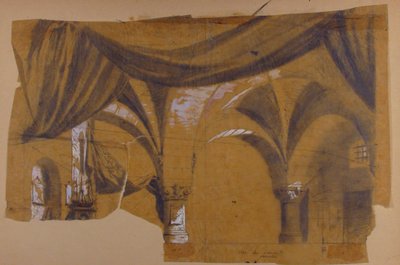 Diseño para un escenario en la Ópera, París, 1830-90 de Eugene Ciceri
