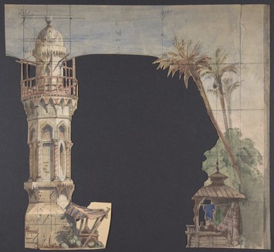Diseño para un escenario en la Ópera, París, 1830-90 de Eugene Ciceri