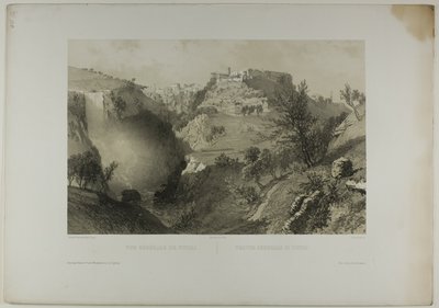Vista general de Tívoli, lámina diecisiete de Italie Monumentale et Pittoresque de Eugene Ciceri