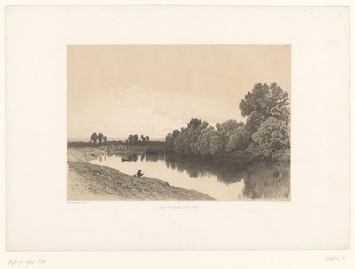 Paisaje fluvial con pescadores a la luz del atardecer
Paisajes pintorescos (título de la serie)
Croquis pittoresques (título de la serie en el objeto) de Eugene Ciceri