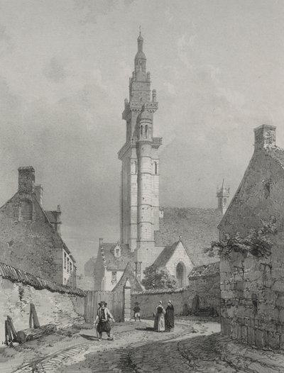 Viajes Pintorescos y Románticos en la Antigua Francia. Bretaña: Iglesia de Roscoff de Eugene Ciceri