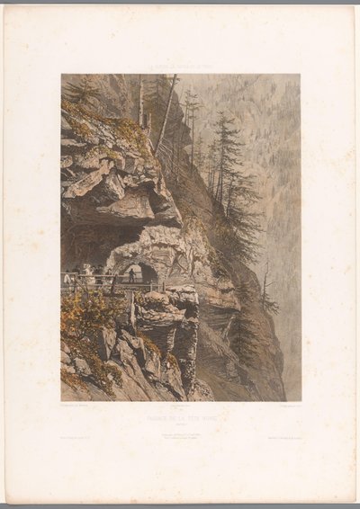 Wandelaars op de Tête Noire-pas tussen Martigny en Chamonix Passage of the Black Head (título sobre el objeto) Gezichten en Zwitserland, Saboya en Tirol (título de la serie) Suiza, Saboya y Tirol (título de la serie sobre el objeto) de Eugene Ciceri