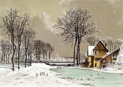 Paisaje de Invierno - Cromolitografía de Ciceri, s.f. de Eugene Ciceri