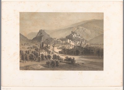 Vista de Sion en el valle del Ródano Zion (título sobre el objeto) Rostros en Suiza, Saboya y Tirol (título de la serie) La Suisse, la Savoie et le Tyrol (título de la serie sobre el objeto) de Eugene Ciceri