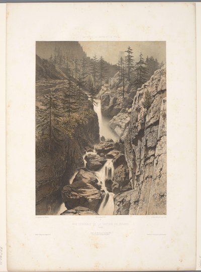 Zicht op de Bérard-waterval Vista general de la Cascada de Bérard (título sobre objeto) Gezichten en Zwitserland, Saboya en Tirol (título de la serie) Suiza, Saboya y Tirol (título de la serie sobre el objeto) de Eugene Ciceri