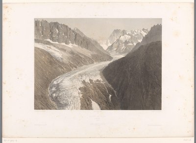 Vista del glaciar Mer-de-Glace en Chamonix La Mer de Glace, Chamonix (título sobre el objeto) Rostros en Suiza y Saboya (título de la serie) La Suisse et la Savoie (título de la serie sobre el objeto) de Eugene Ciceri