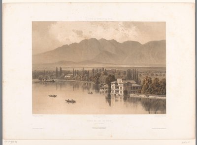 Vista de las orillas del lago Thun Bords du Lac de Thun (título sobre objeto) Rostros en Suiza, Saboya y Tirol (título de la serie) La Suisse, la Savoie et le Tyrol (título de la serie sobre el objeto) de Eugene Ciceri