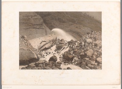 Vista de un torrente en Servoz Le torrent noir près Servoz (título sobre objeto) Rostros en Suiza y Saboya (título de la serie) La Suisse et la Savoie (título de la serie sobre el objeto) de Eugene Ciceri