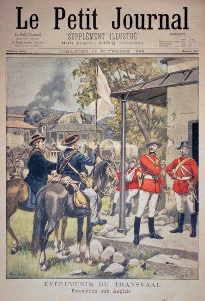 Eventos en el Transvaal: citación a los ingleses, portada de Le Petit Journal, 12 de noviembre de 1899 de Eugene Damblans