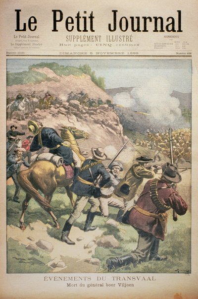 Eventos en el Transvaal: la muerte del general bóer Viljoen, portada de Le Petit Journal, 5 de noviembre de 1899 de Eugene Damblans