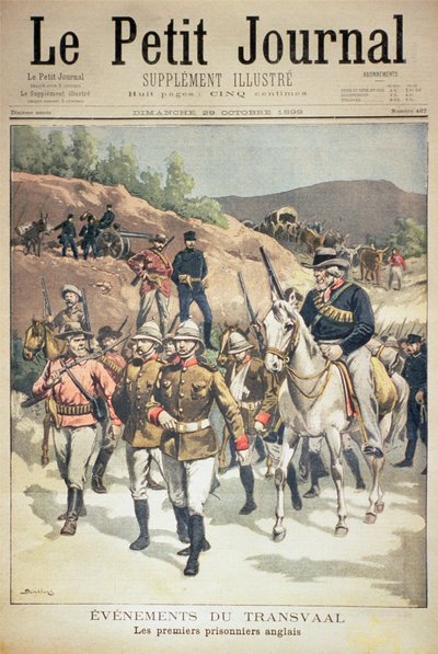 Eventos en el Transvaal: los primeros prisioneros ingleses, portada de Le Petit Journal, 29 de octubre de 1899 de Eugene Damblans