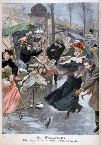 Huracán en los bulevares, París, 1900 de Eugene Damblans