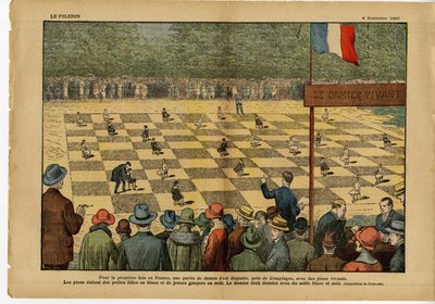 Por primera vez en Francia, un juego de damas... Tablero de damas en vivo de Eugene Damblans