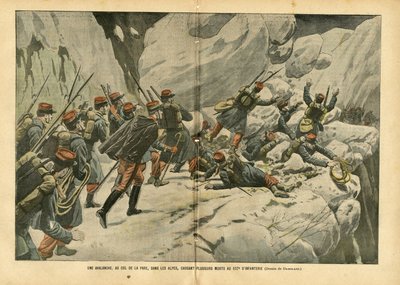 Una avalancha, en el paso de Pare, en los Alpes, causa varias muertes en el 157º de Infantería de Eugene Damblans
