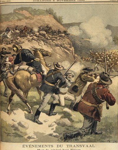 Sudáfrica, Las guerras anglo-bóer, Muerte del general bóer Viljoen durante un combate con los ingleses, impresión de Eugene Damblans
