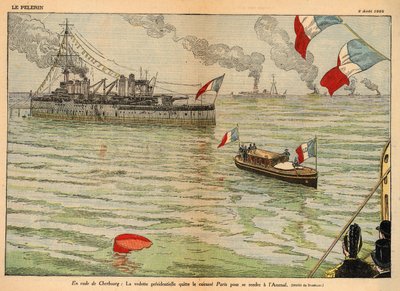 El Estandarte Presidencial, Puerto de Cherburgo, Doble página en "Le Pelerin" 2 de agosto de 1925 de Eugene Damblans