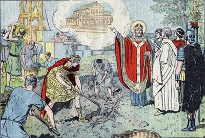 El emperador romano Constantino I (272-337), después de su bautismo por el Papa San Silvestre, decidió construir la Basílica del Santo Salvador en Letrán (hoy San Juan de Letrán, San Giovanni in Laterano), que fue consagrada en 324, y tomó doce cestas de Eugene Damblans