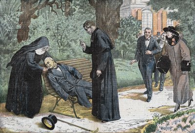 Théophile Delcassé (1852-1923), político francés que murió de una embolia en el jardín del obispado en Niza en 1923. Dibujo de Damblans. de Eugene Damblans