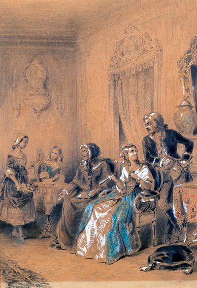Escena interior, c. 1815-1865 de Eugene Deveria