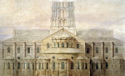Basílica de Saint Sernin, ábside, Toulouse, hacia 1845 (ilustración) de Eugene Emmanuel (after) Viollet le Duc