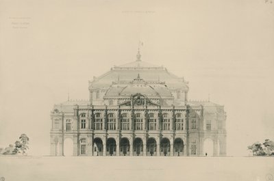Francia, París, Diseños presentados por Viollet le Duc en competencia para la construcción de la nueva ópera de París de Eugene Emmanuel Viollet le Duc