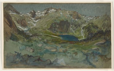 Vista del lago d’Espingo y el circo d’Espingo en los Pirineos de Eugene Emmanuel Viollet le Duc