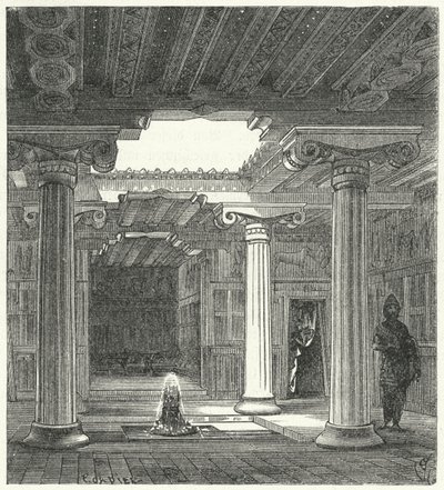 Patio jónico de una casa griega antigua de Eugene Emmanuel after Viollet le Duc