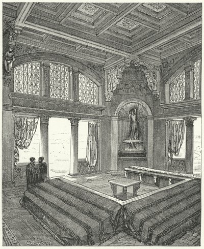 Triclinium, comedor formal en un edificio romano de Eugene Emmanuel after Viollet le Duc
