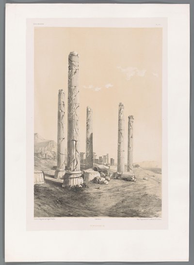 Ruinas de Persépolis
Persépolis (título en el objeto)
Paisajes persas (título de la serie)
Perse moderno (título de la serie) de Eugene Flandin
